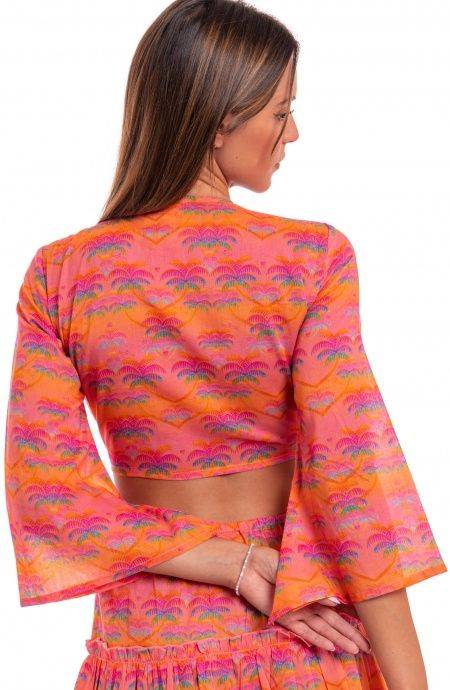 Pin Up Stars Crop Top Cotone Stampa Palmié