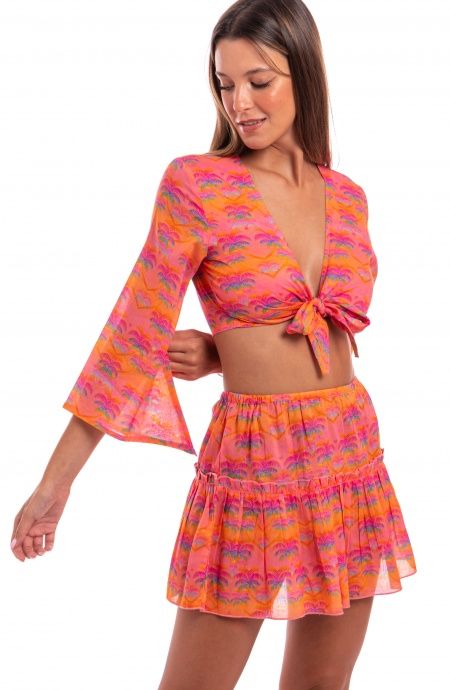 Pin Up Stars Crop Top Cotone Stampa Palmié