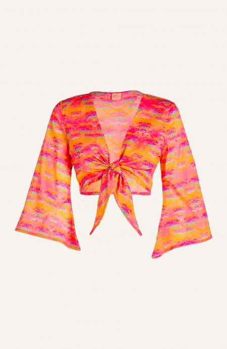 Pin Up Stars Crop Top Cotone Stampa Palmié