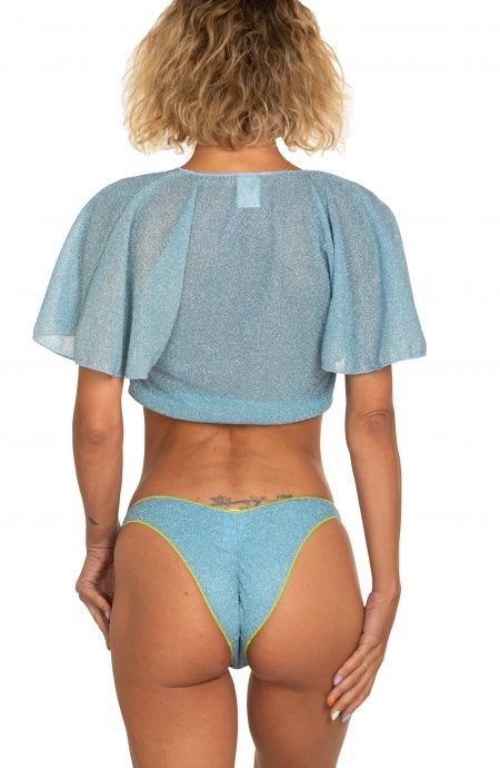 Pin Up Stars Crop Top Incrociato Tinta Unita Lurex