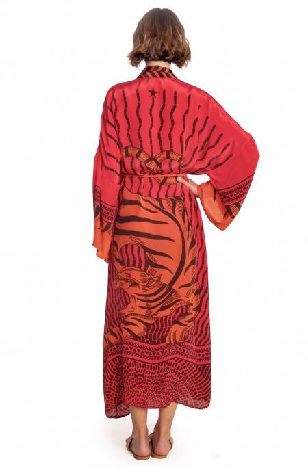 Pin Up Stars KIMONO LUNGO STAMPA TIGER SUN