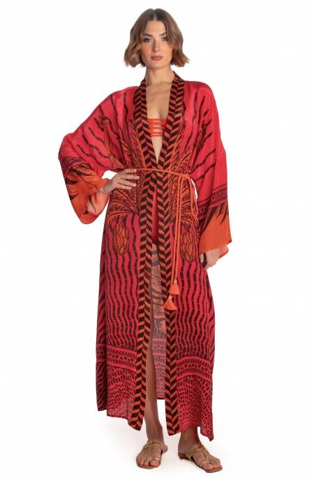 Pin Up Stars KIMONO LUNGO STAMPA TIGER SUN