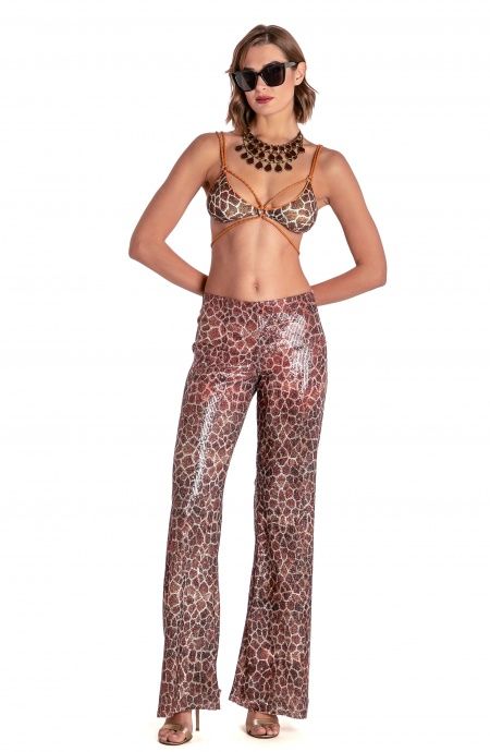 Pin Up Stars PANTALONE STAMPA PAILLETTES GIRAFFA
