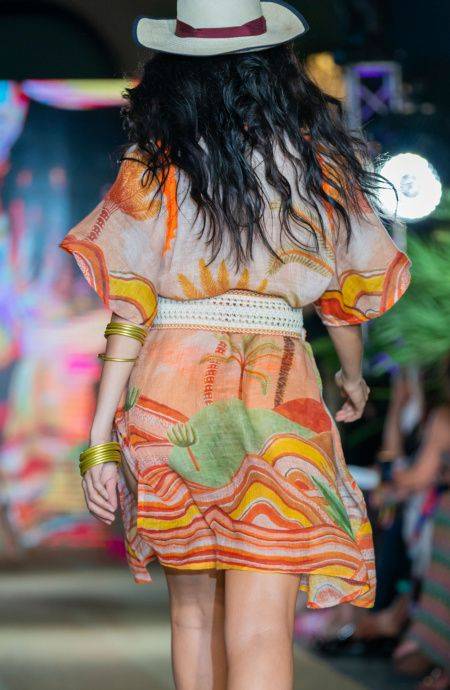 Pin Up Stars Poncho In Garza Stampa Dune