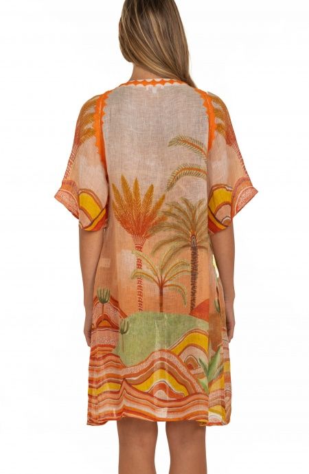 Pin Up Stars Poncho In Garza Stampa Dune