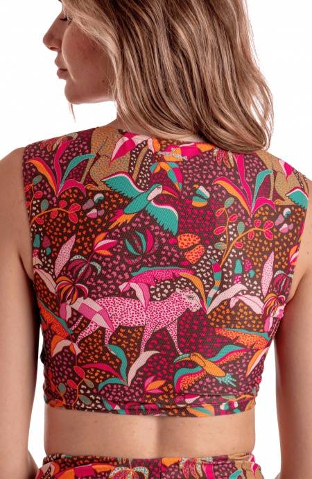 Pin Up Stars TOP INCROCIATO STAMPA TROPICAL