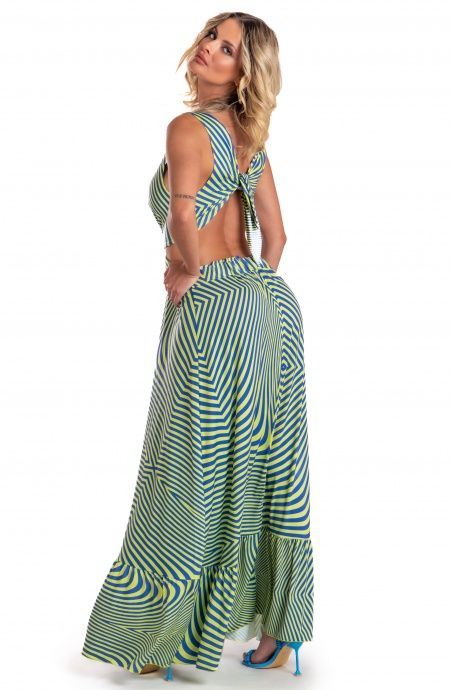 Pin Up Stars Vestito Lungo Jersey Stampa Optical