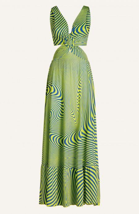 Pin Up Stars Vestito Lungo Jersey Stampa Optical