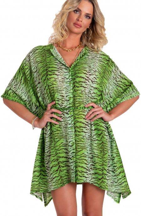 Pin Up Stars Poncho Mussola Di Viscosa Stampa Tigre