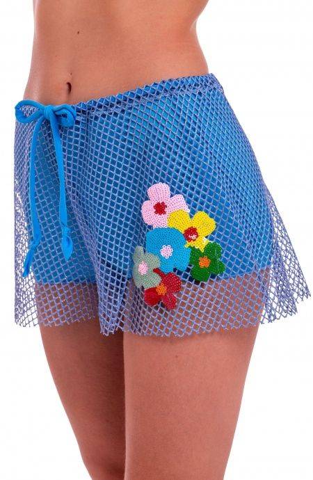 Pin Up Stars Short Rete Lurex Con Culotte Ricamo Fiori Paillettes