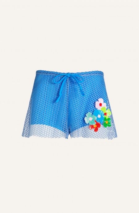 Pin Up Stars Short Rete Lurex Con Culotte Ricamo Fiori Paillettes