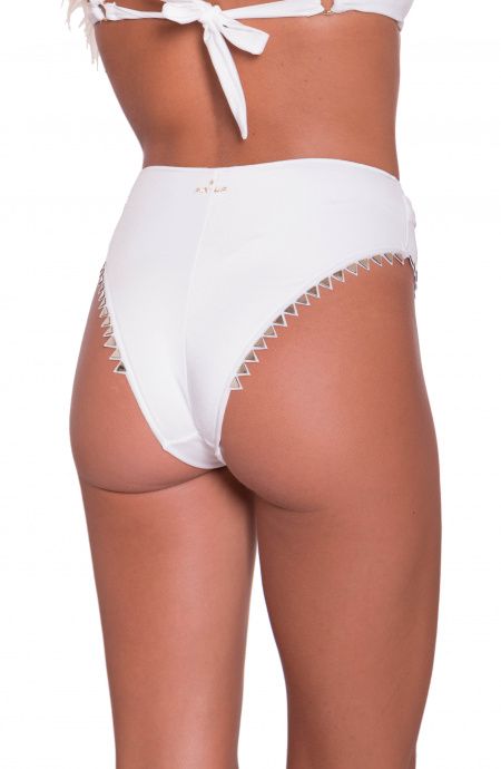 Pin Up Stars Slip Bikini A Vita Alta Tinta Unita Borchie Specchio A Punta