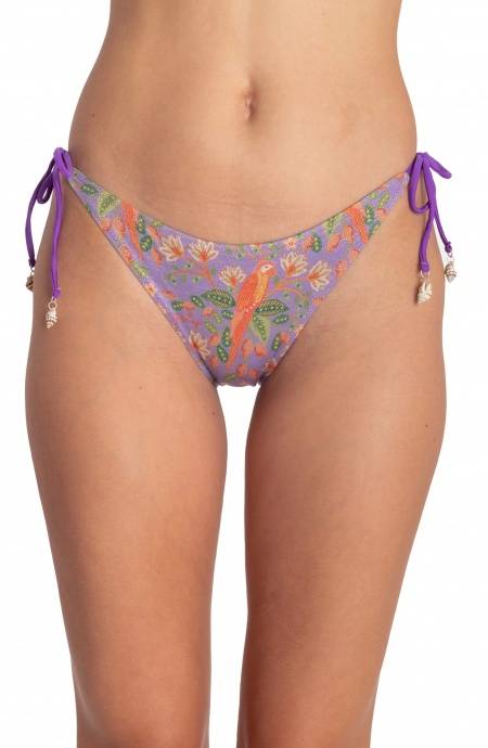 Pin Up Stars SLIP BIKINI BRASILIANA CON CONCHIGLIE STAMPA FLOWER BIRD