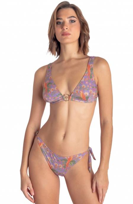 Pin Up Stars TOP BIKINI BRASSIERE CON ACCESSORIO STAMPA FLOWER BIRD