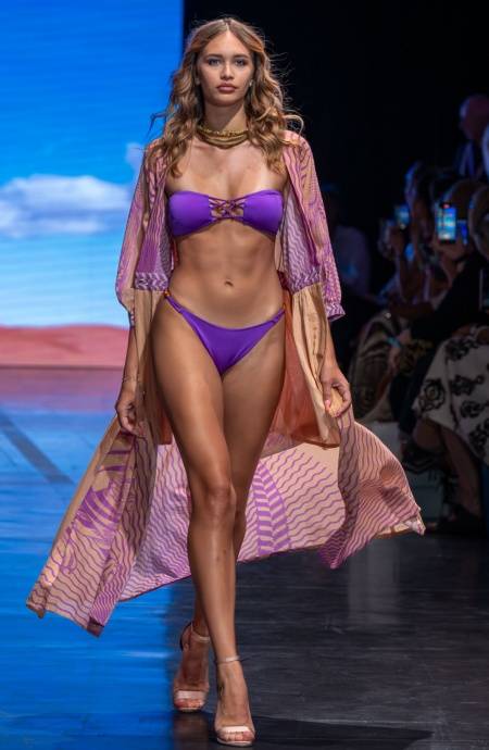 Pin Up Stars TOP BIKINI FASCIA IMBOTTITA CON INTRECCIO E PERLE TINTA UNITA