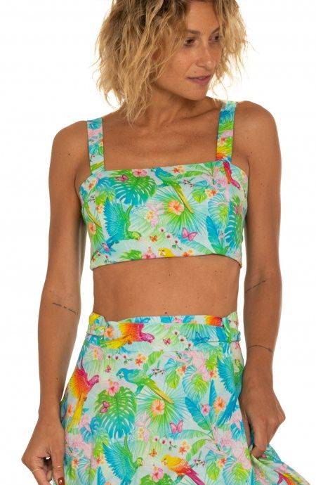 Pin Up Stars Top Con Spalline Stampa Happy Tropical