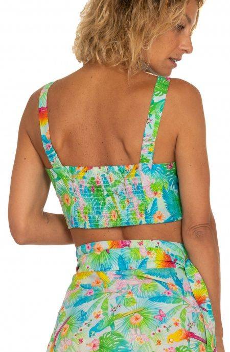 Pin Up Stars Top Con Spalline Stampa Happy Tropical