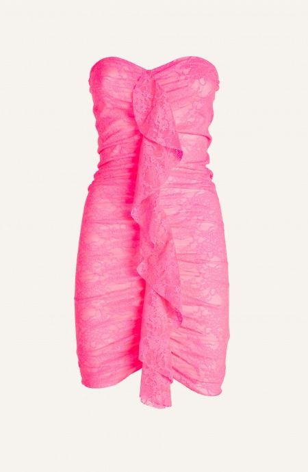 Pin Up Stars Tubino Off Shoulders Voilant Tinta Unita Pizzo