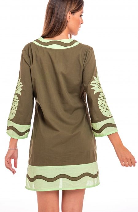 Pin Up Stars Tunichetta Ricamata Pineapple Patch In Cotone