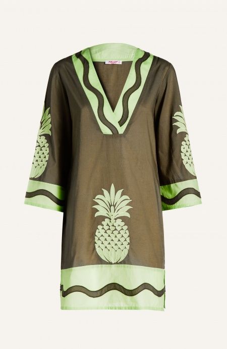 Pin Up Stars Tunichetta Ricamata Pineapple Patch in Cotone