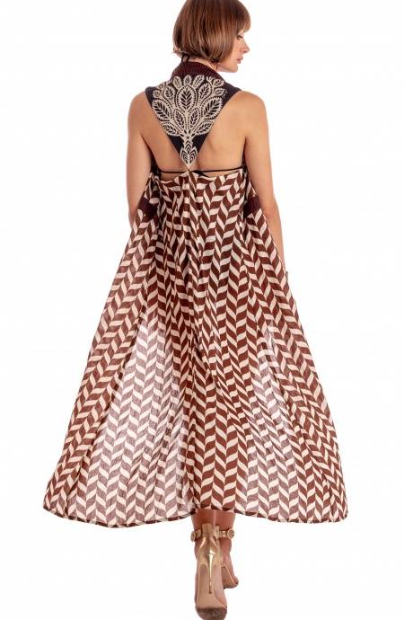 Pin Up Stars VESTITO GILET LUNGO STAMPA BEAUTIFUL TREE