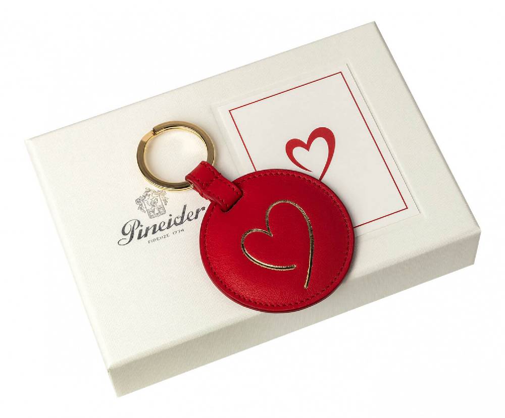 Pineider Portachiavi Con Cuore In Pelle