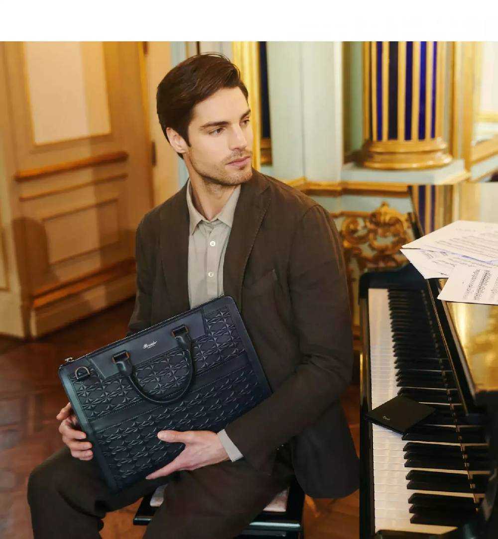 Pineider Slim Briefcase In Embossed Empress