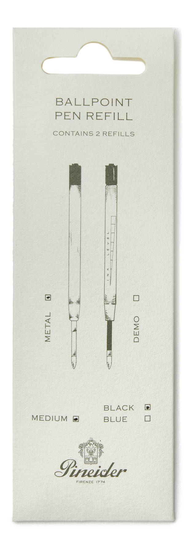 Pineider Ricarica per penna a sfera color nero - Pennino Medio
