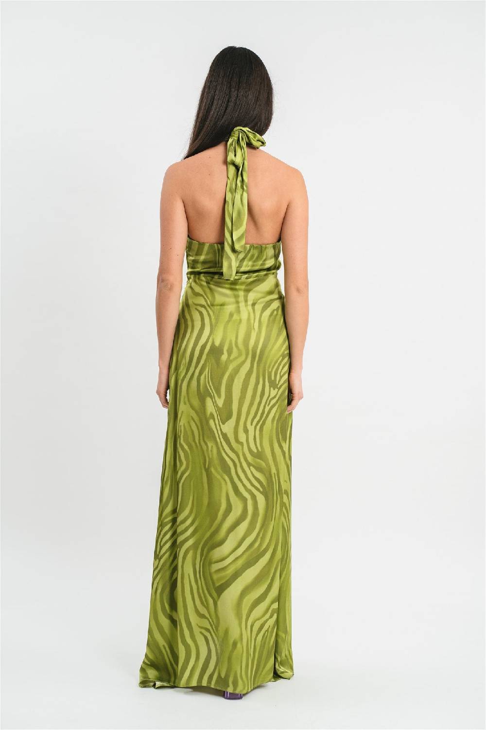 Pink Memories Abito Lungo Con Fasce Incrociate Al Seno, In Stampa Optical