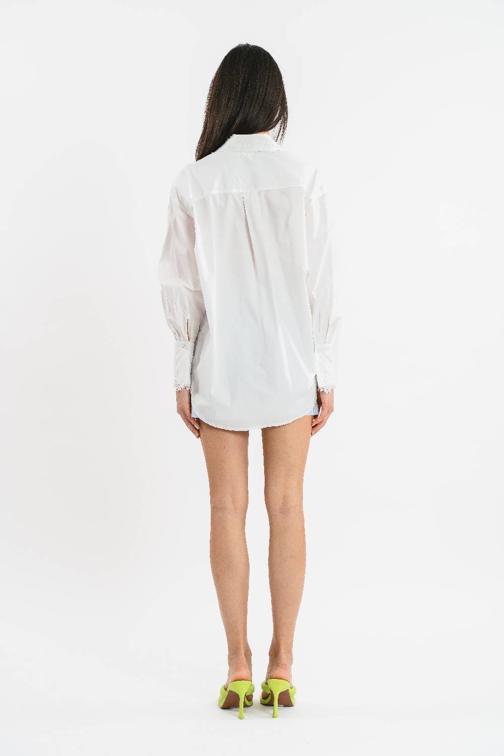 Pink Memories Camicia A Righe Con Dettagli In Pizzo