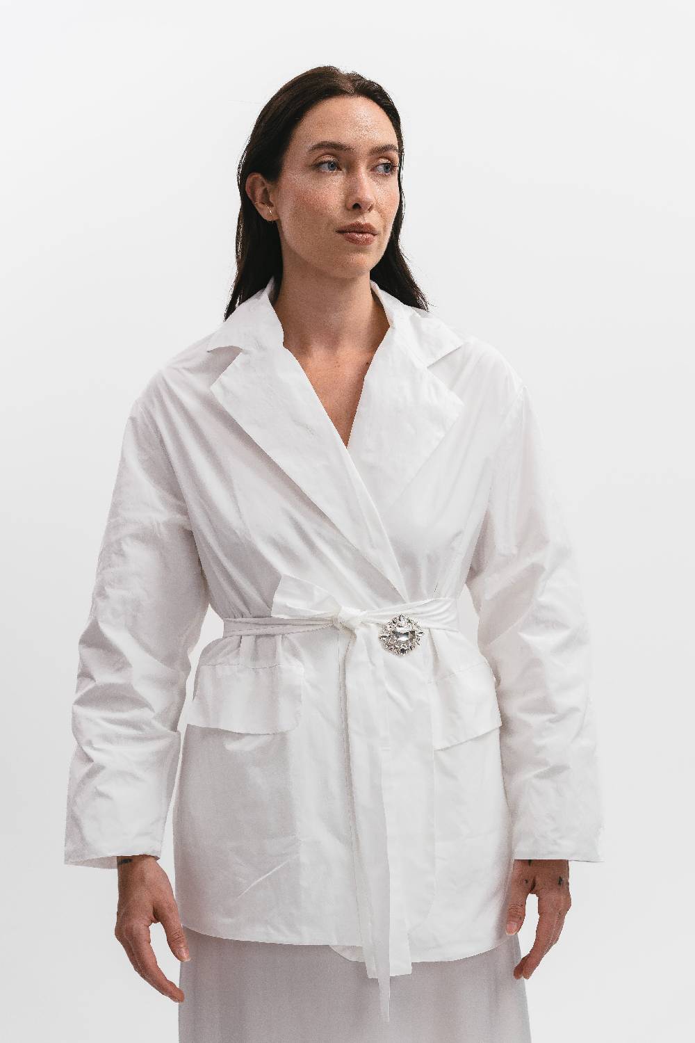 Pink Memories Giacca Light Con Cintura E Spilla Gioiello