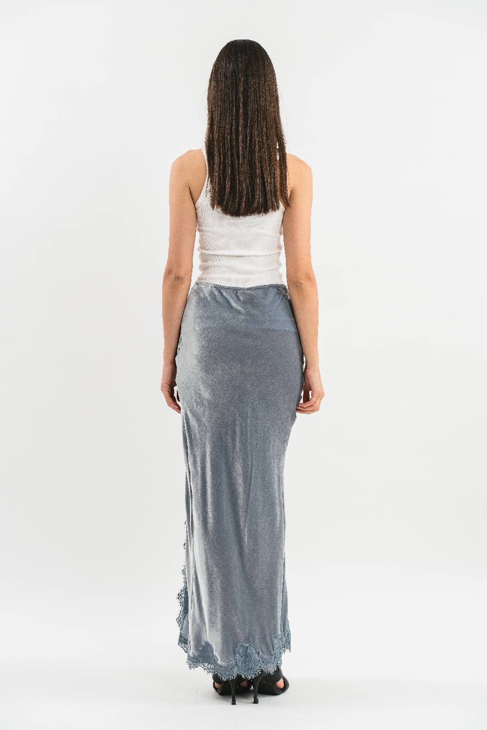 Pink Memories Gonna Sirena In Velluto Con Spacco E Pizzo