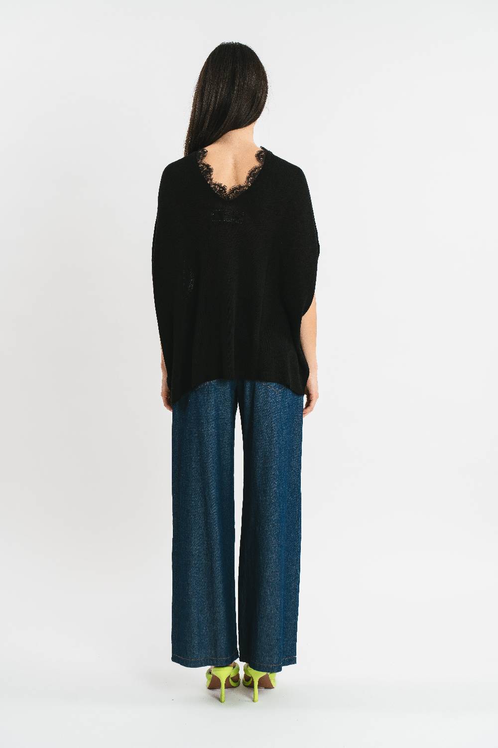 Pink Memories Maglia Kimono Con Tasche E Dettagli In Pizzo