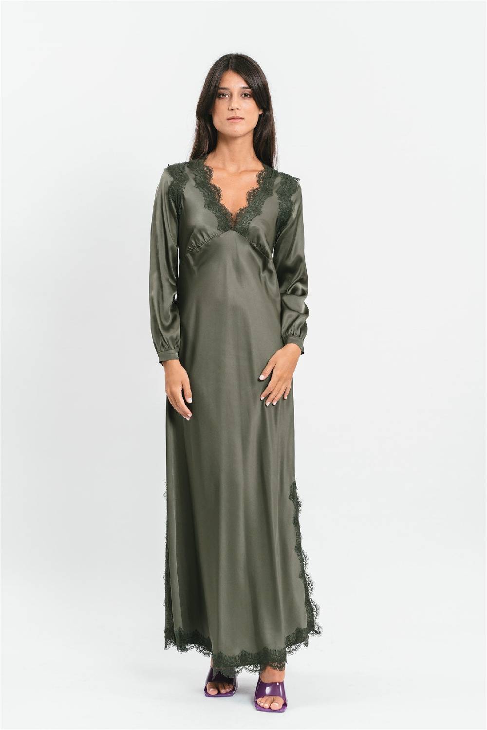 Pink Memories Abito Con Maniche Spacchi E Pizzo