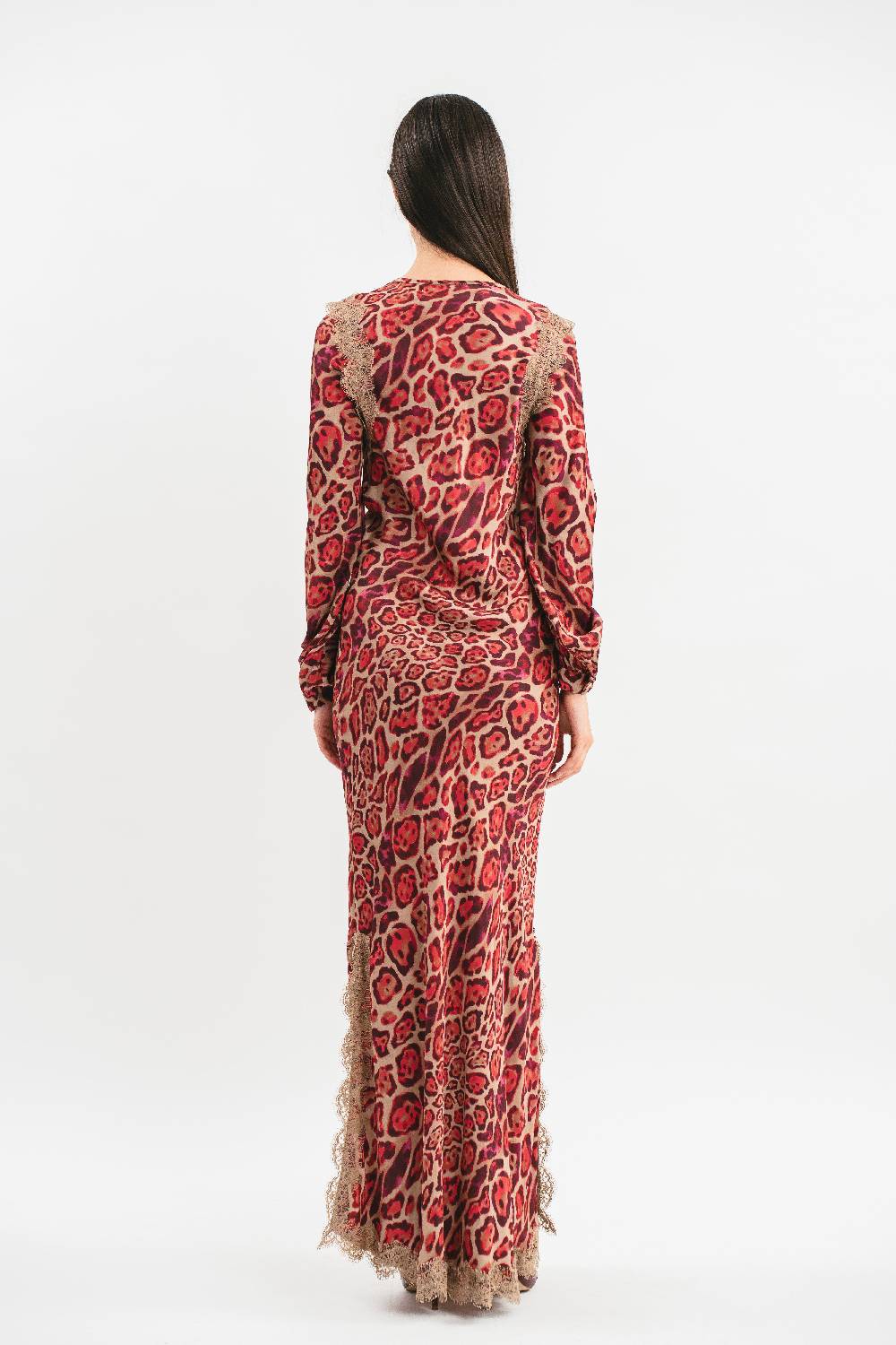 Pink Memories Abito Stampato Con Spacchi E Pizzo