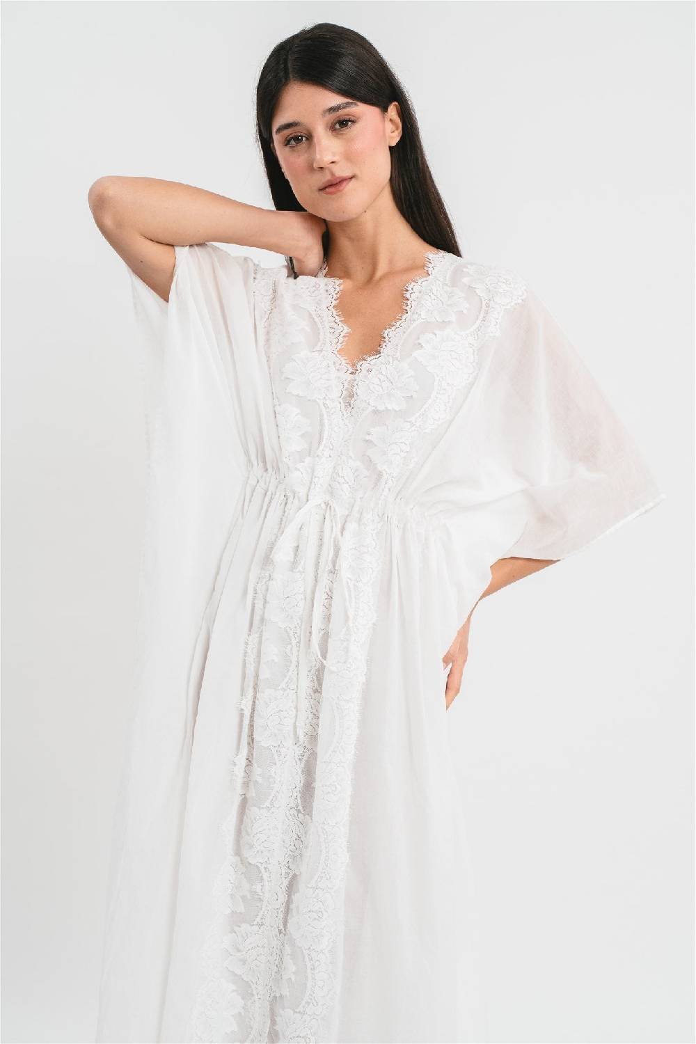 Pink Memories Caftano Con Dettagli In Pizzo