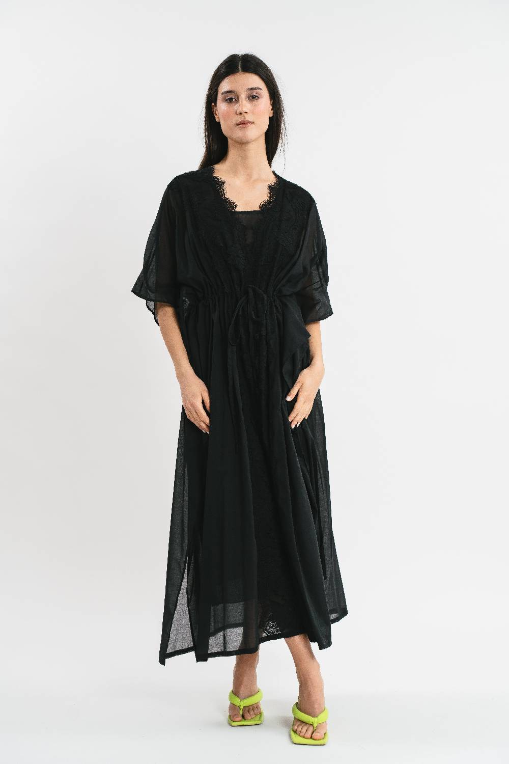 Pink Memories Caftano Con Dettagli In Pizzo