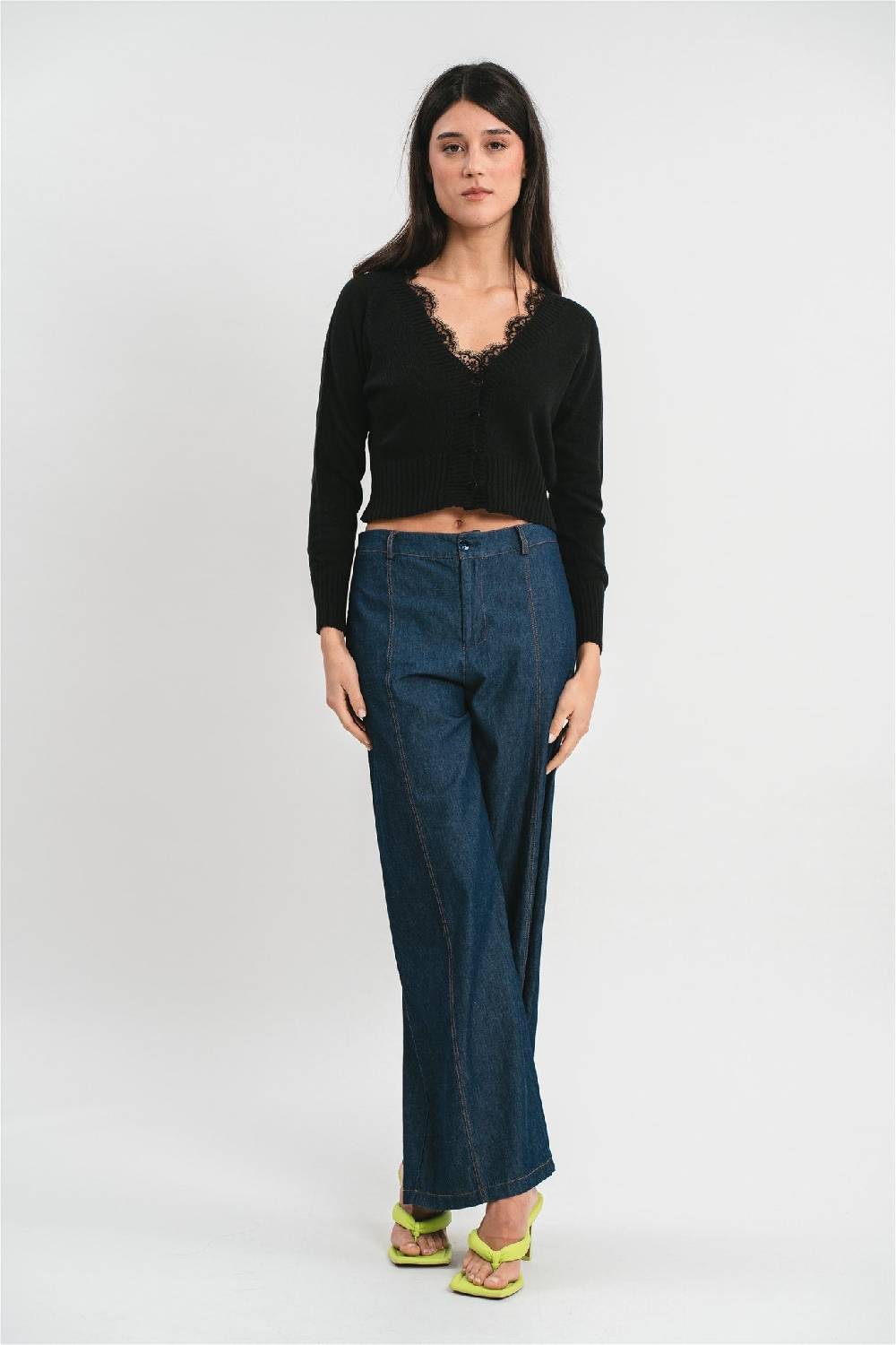 Pink Memories Cardigan Crop Con Dettagli In Pizzo