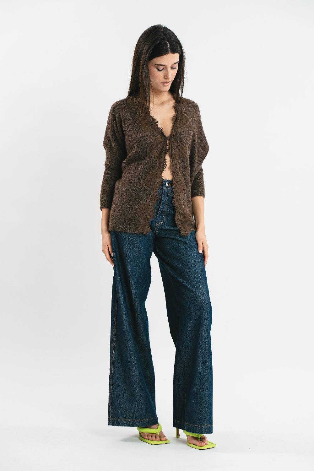 Pink Memories Cardigan Kimono Con Pizzo