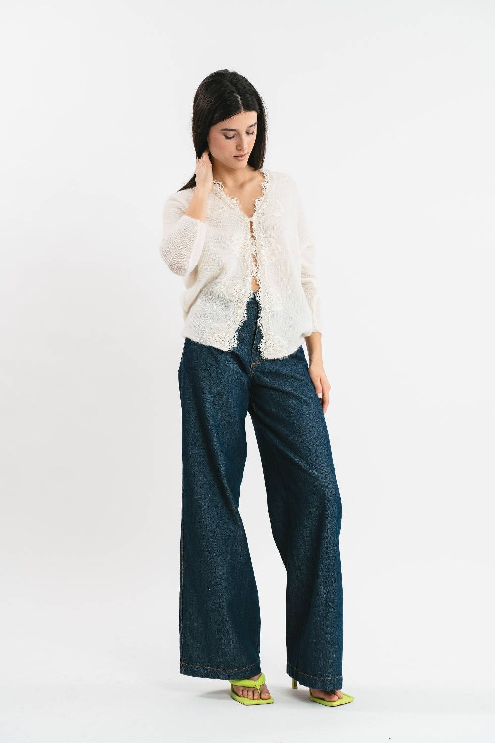 Pink Memories Cardigan kimono con pizzo