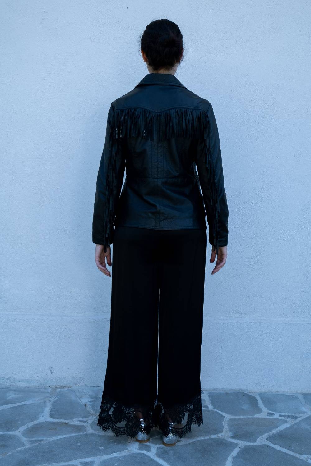 Pink Memories Giacca Con Frange In Pelle