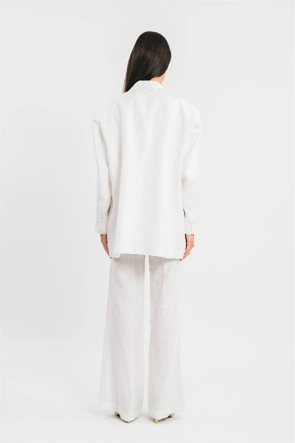 Pink Memories Giacca In Lino Con Dettagli In Pizzo