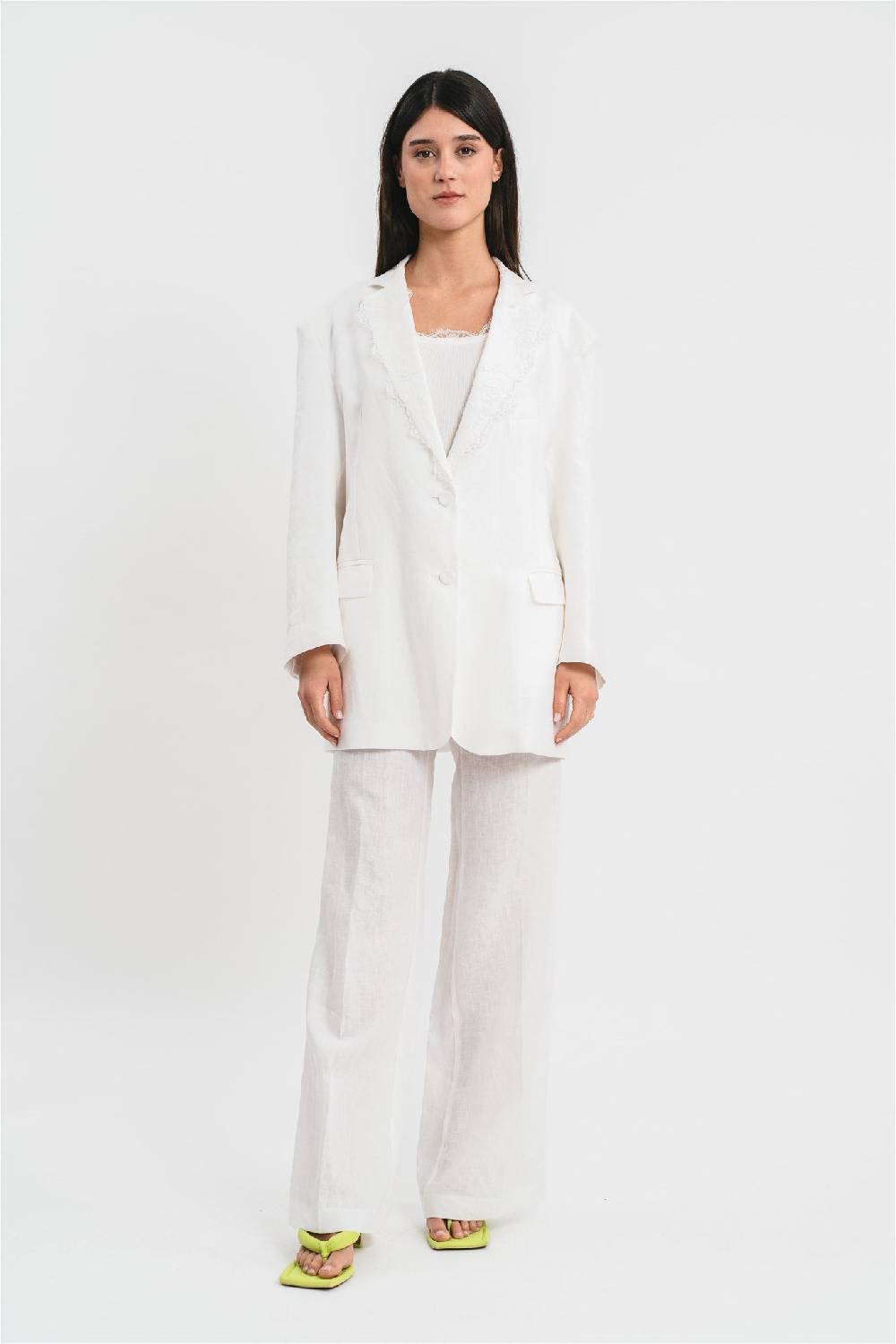 Pink Memories Giacca in lino con dettagli in pizzo