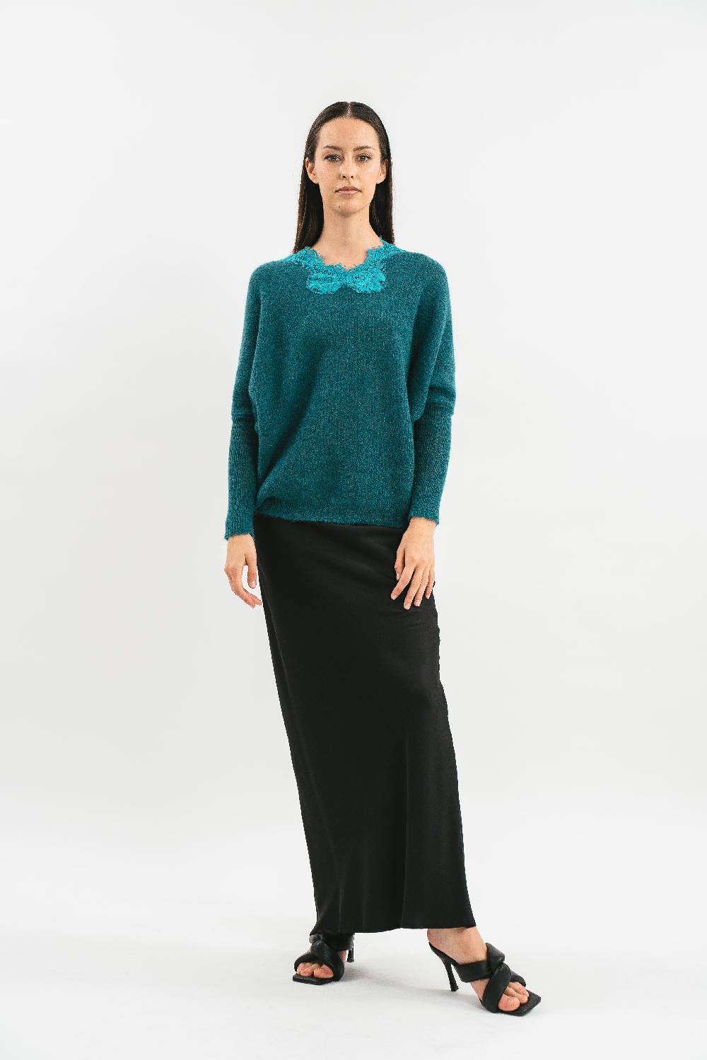 Pink Memories Maglia Con Scollo A V E Pizzo