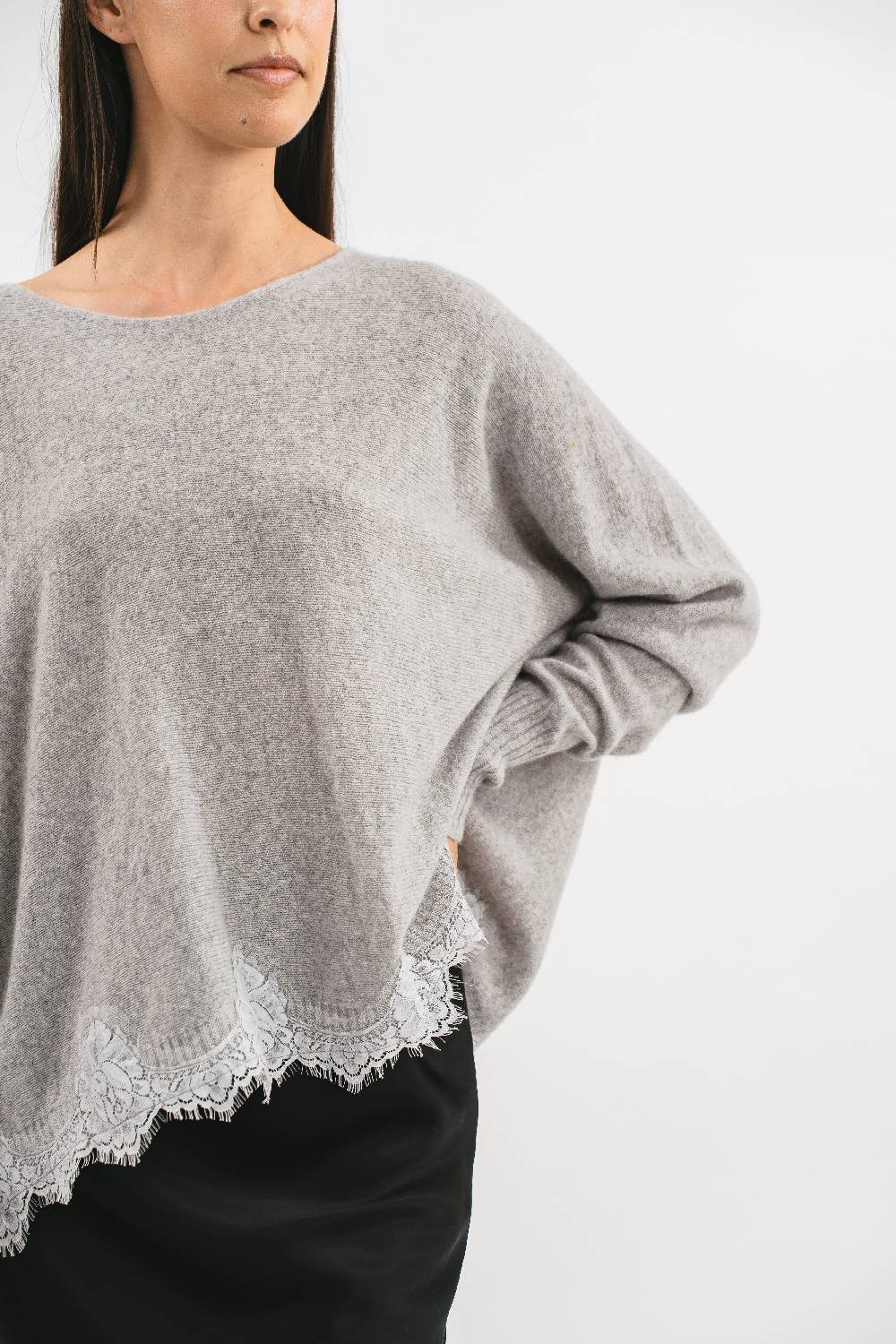 Pink Memories Maglia In Cachemire Con Pizzo