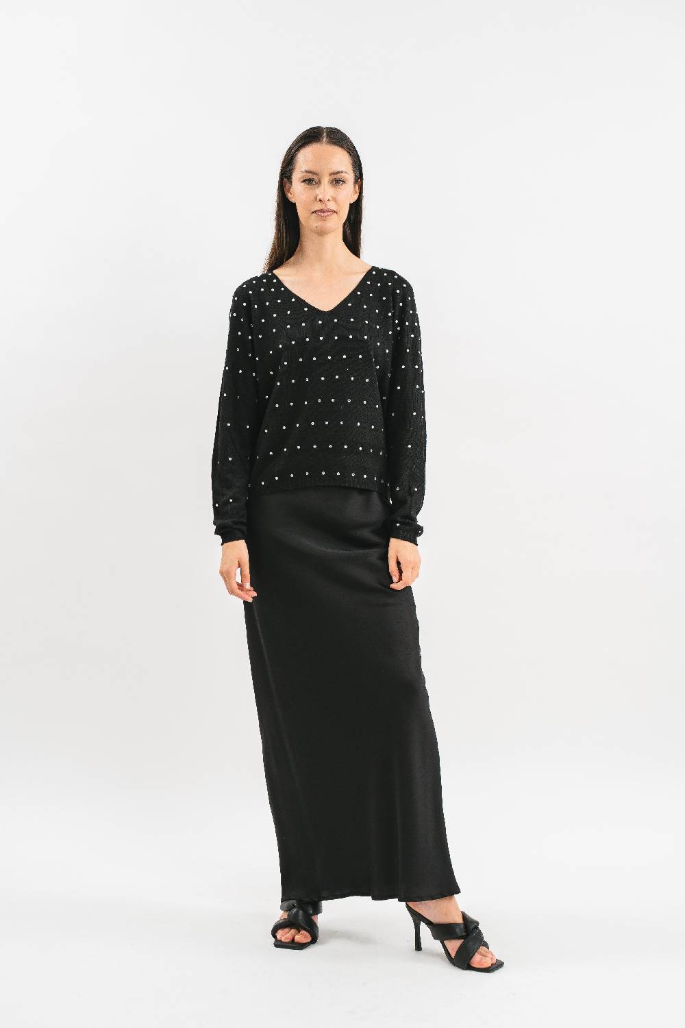 Pink Memories Maglia Scollo A V Con-strass