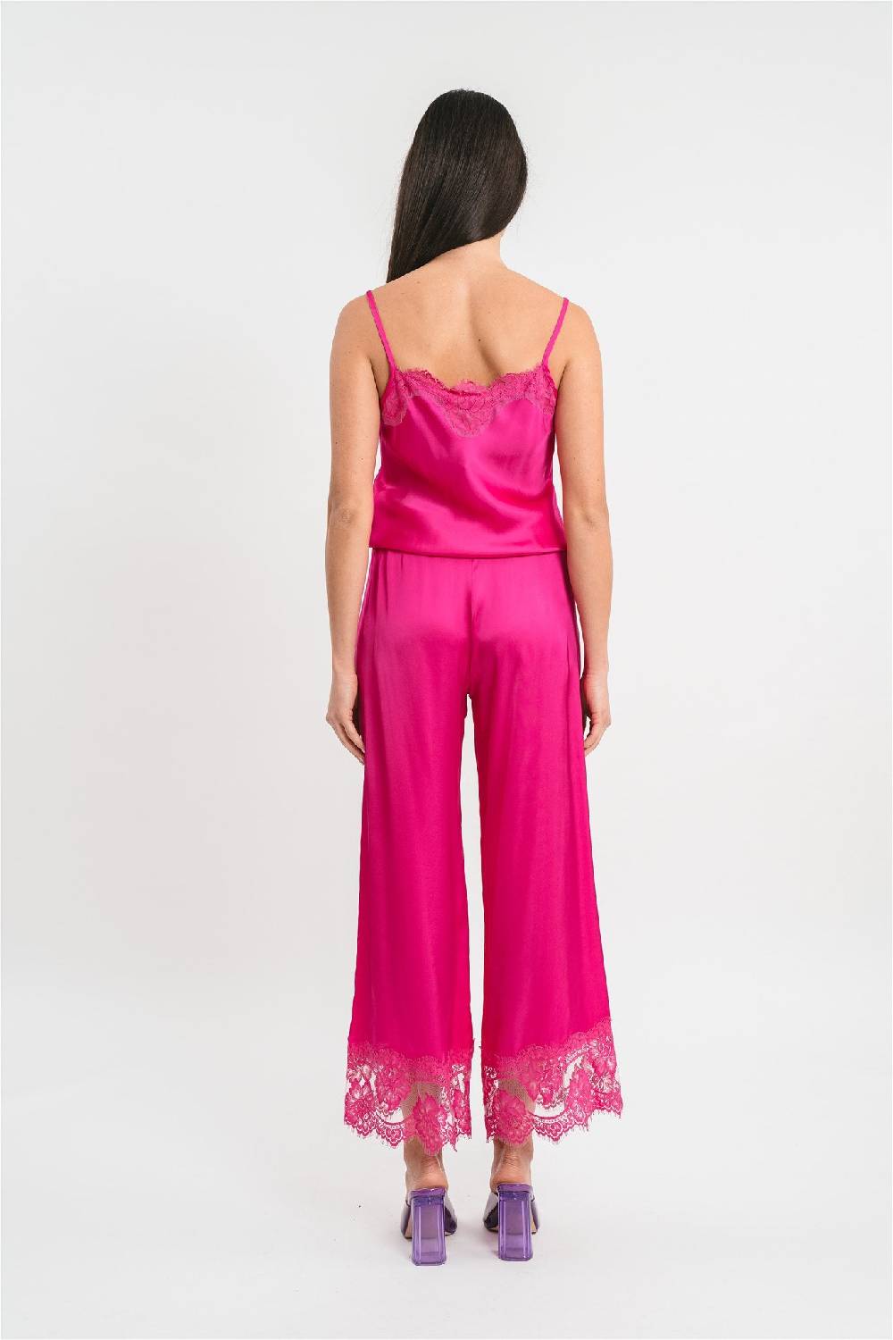 Pink Memories Pantalone Con Dettagli In Pizzo