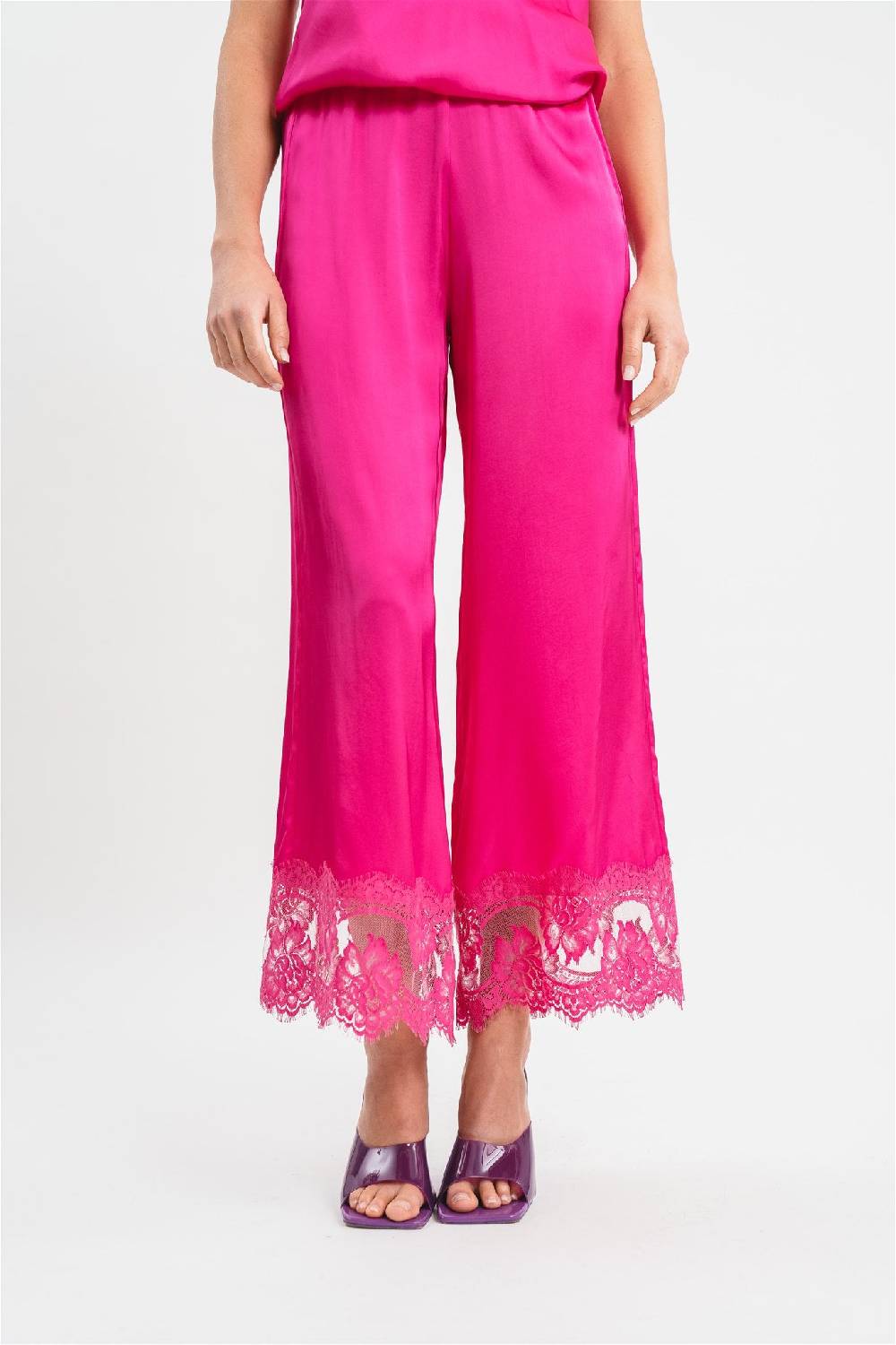 Pink Memories Pantalone Con Dettagli In Pizzo