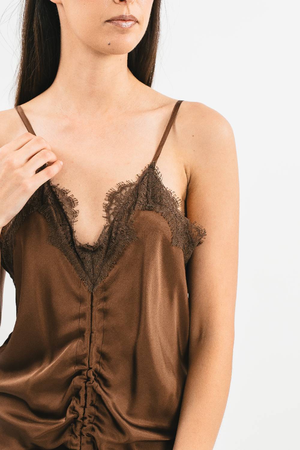 Pink Memories Slip Dress Con Coulisse E Pizzo