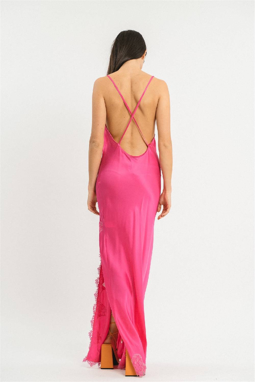 Pink Memories Slip Dress Con Spacco